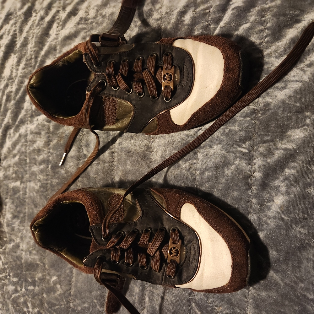 Michael Kors Brown and Cream Low-Top Sneakers